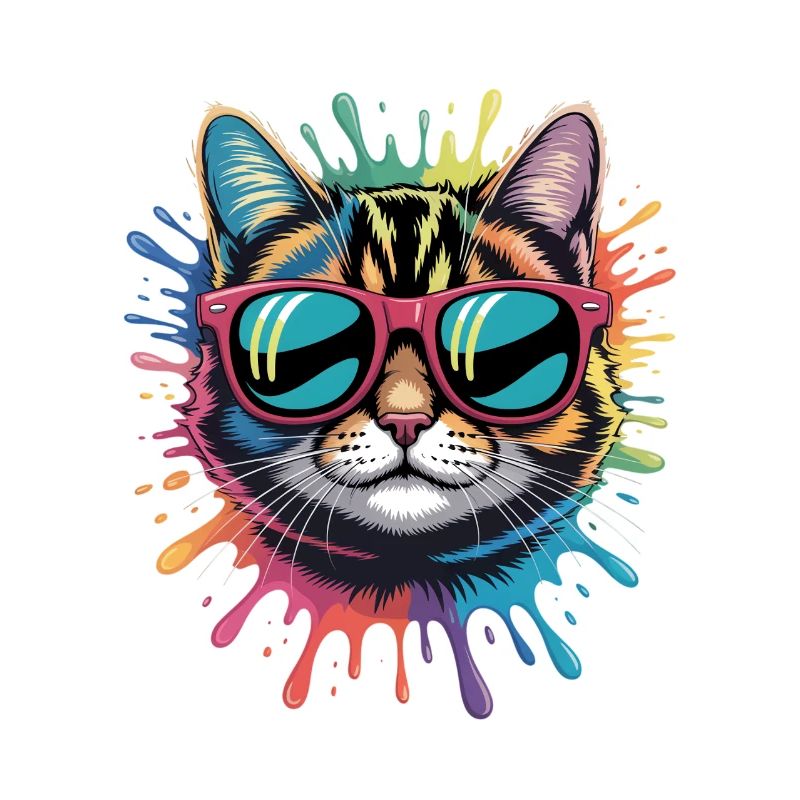 Bunte Katze Wasserfarben Spritzer Graffiti
