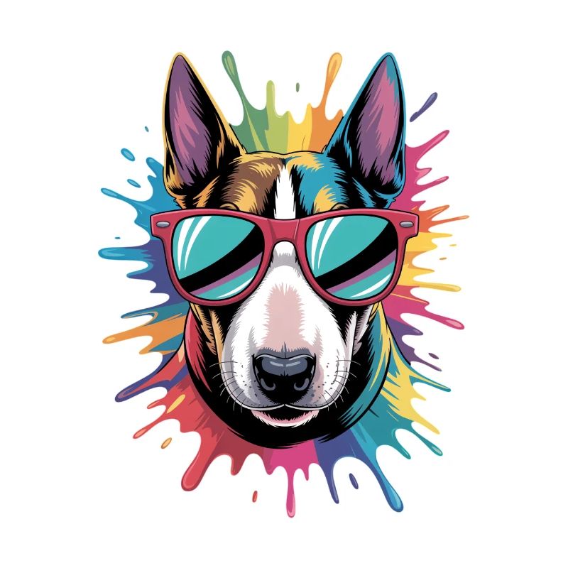 Bunter Bullterrier Wasserfarben Spritzer Graffiti
