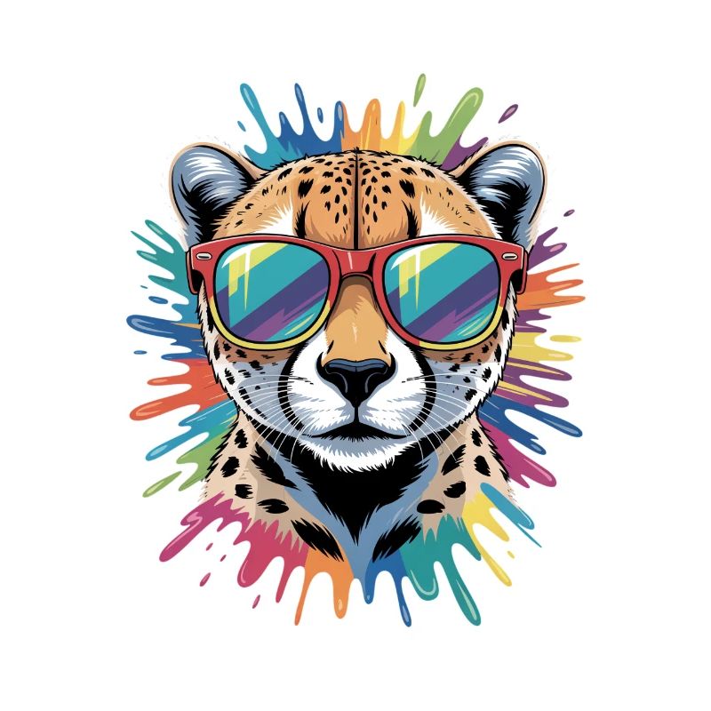 Bunter Gepard Wasserfarben Spritzer Graffiti