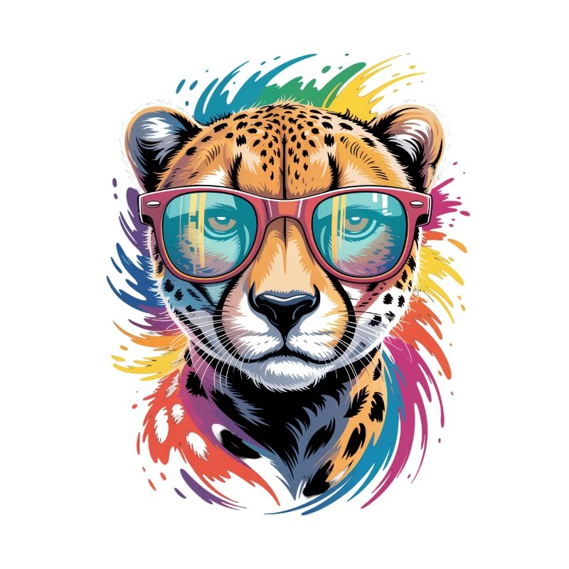 Bunter Gepard Wasserfarben Spritzer Graffiti