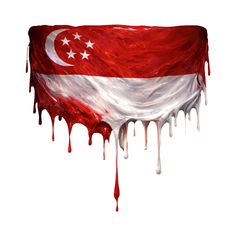 Drapeaux de Singapour dégoulinant d’art