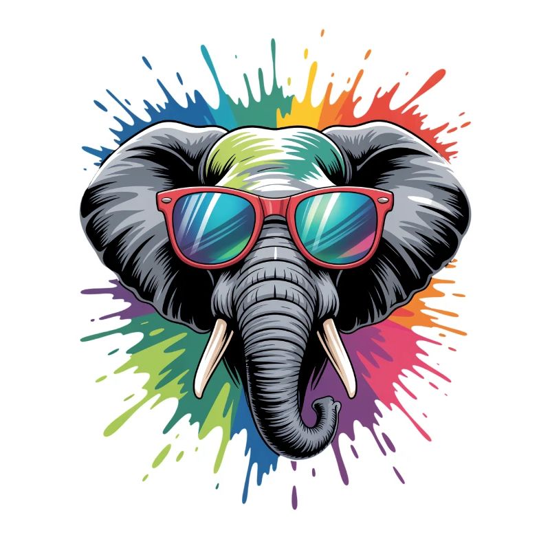 Bunter Elefant Wasserfarben Spritzer