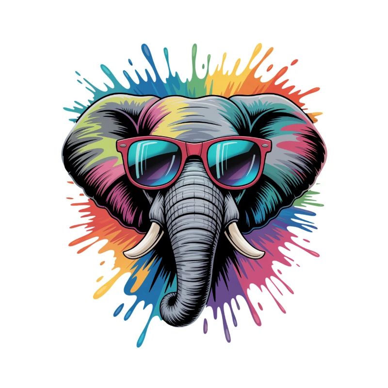 Bunter Elefant Wasserfarben Spritzer