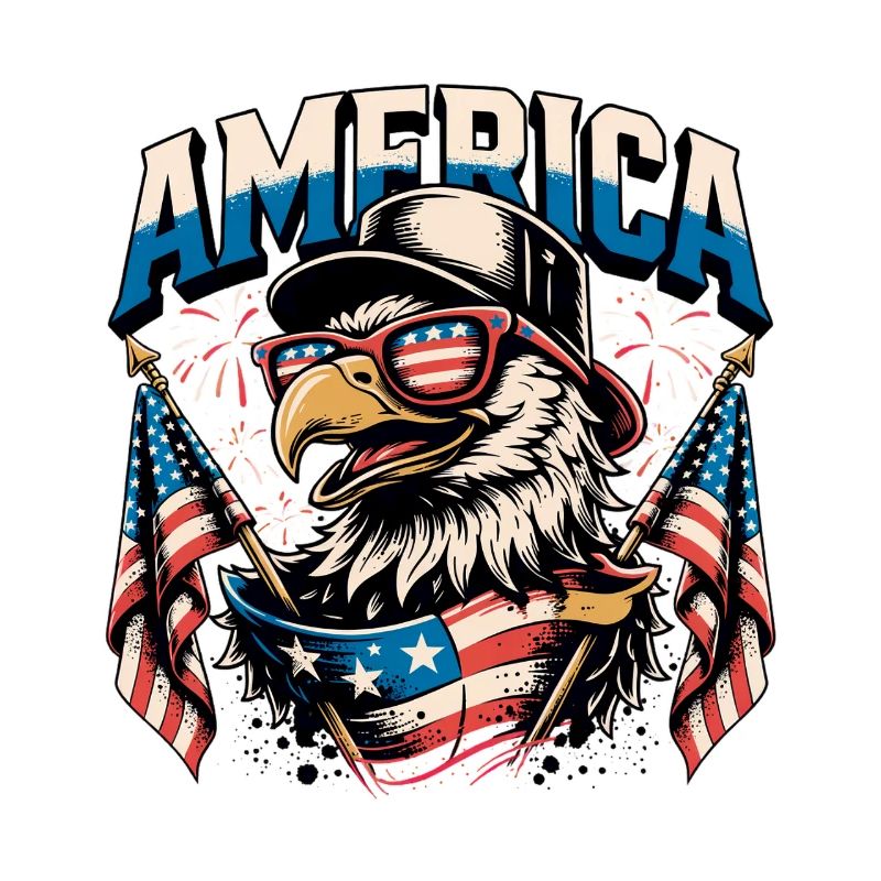 Patriotic Eagle with Flags