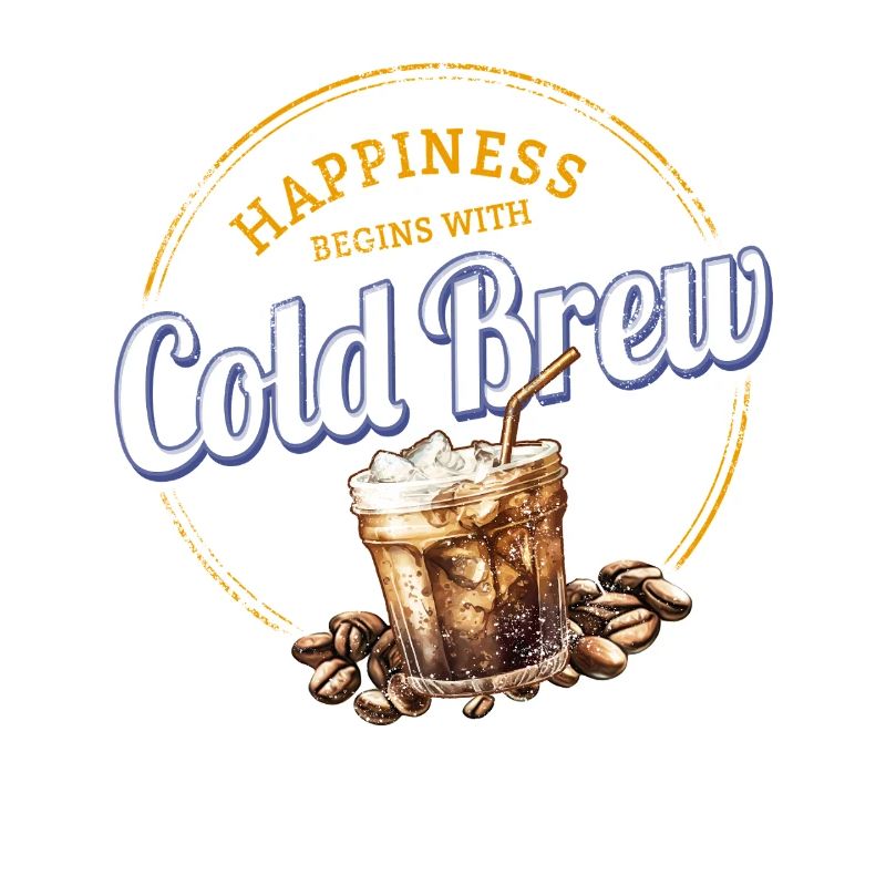 Conception de café vintage à cold brew avec grains de café