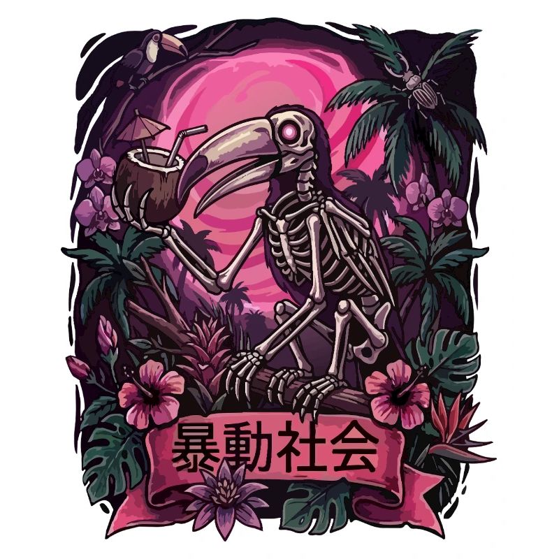Neon Jungle Skeleton Parrot