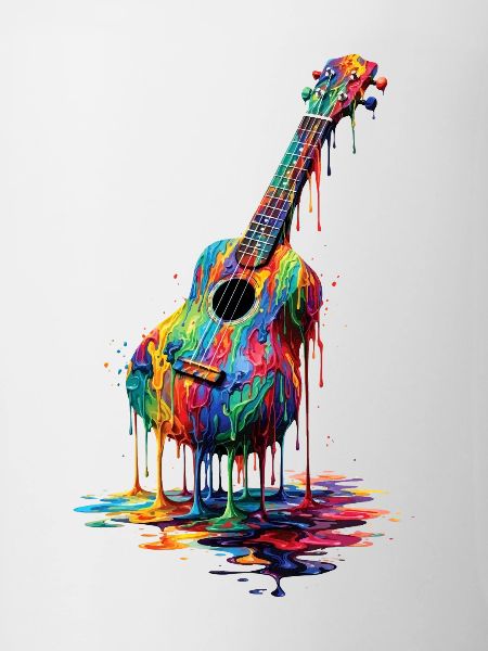 Ukulele with dripping paint