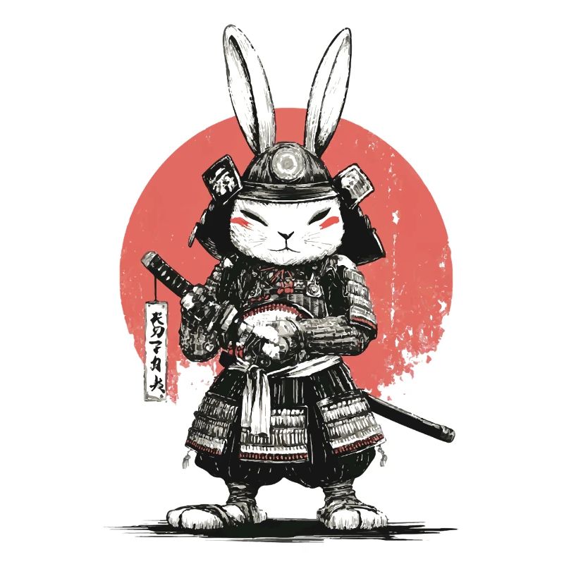 Samurai Rabbit in Armor with Katana