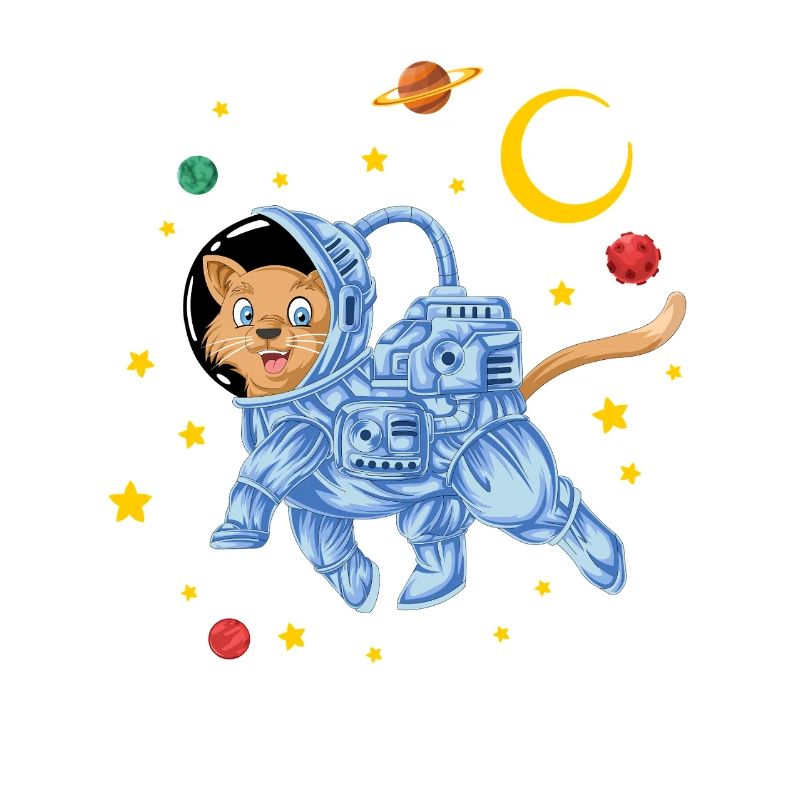 Astronaute chat de l’espace flottant dans des étoiles galactiques