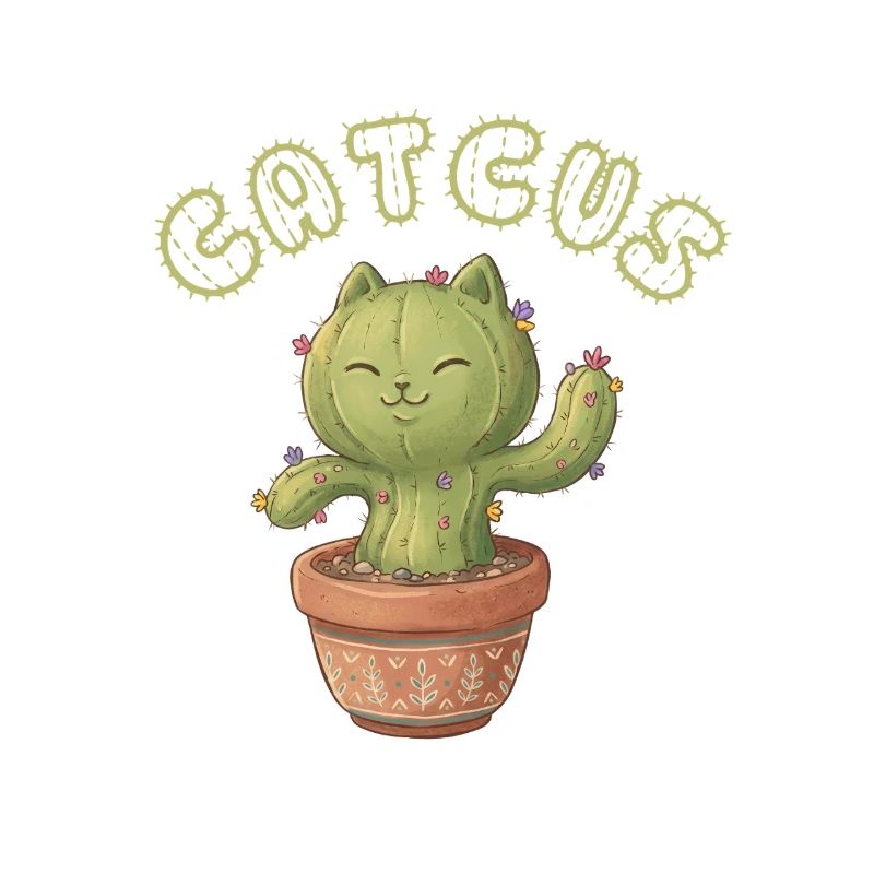 Chat Cactus de Kawaii