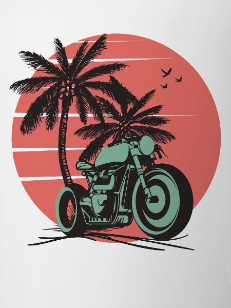 Retro Sunset Palm Motorradfahrt