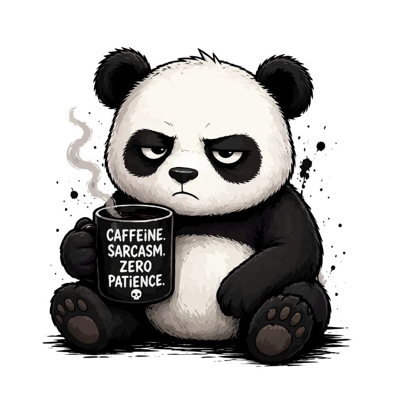 Coffee panda with sarcasm