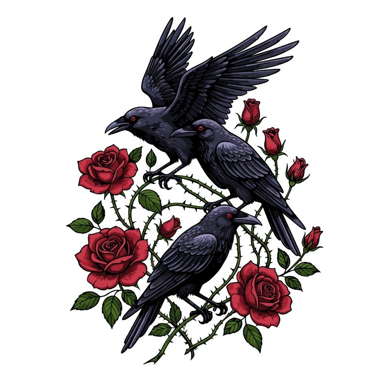Crows and Red Roses - Gothic Aesthetic