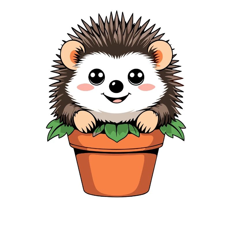 Small garden hedgehog in pot