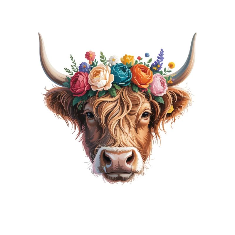 Vache avec couronne de fleurs