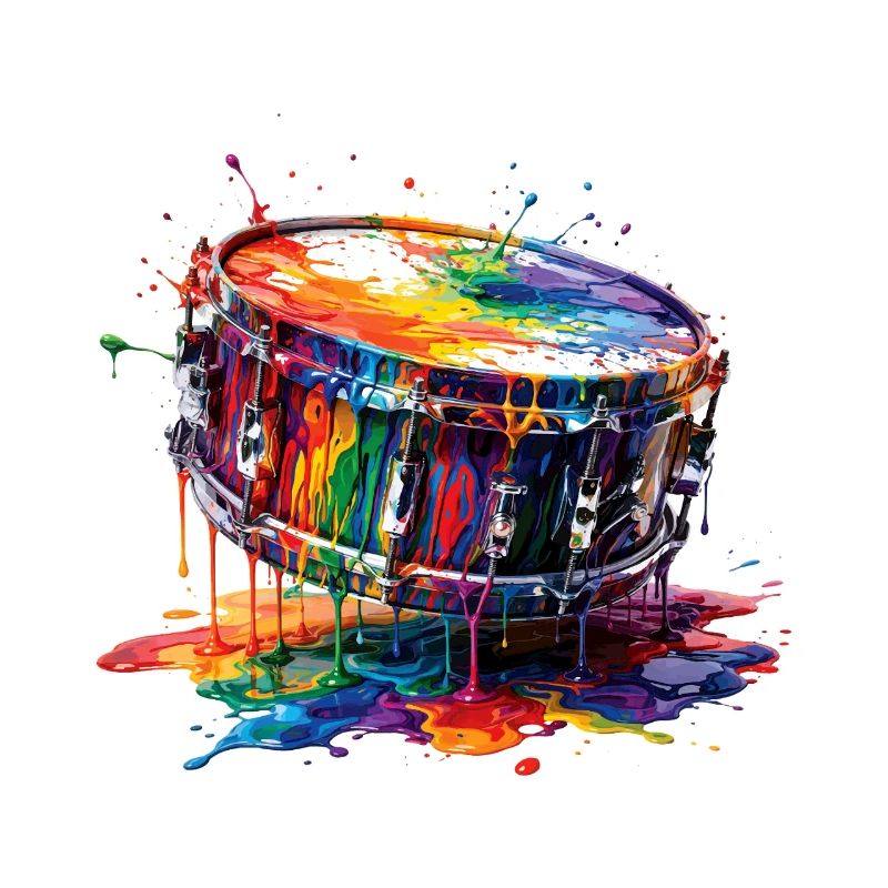 Snare drum with dripping paint