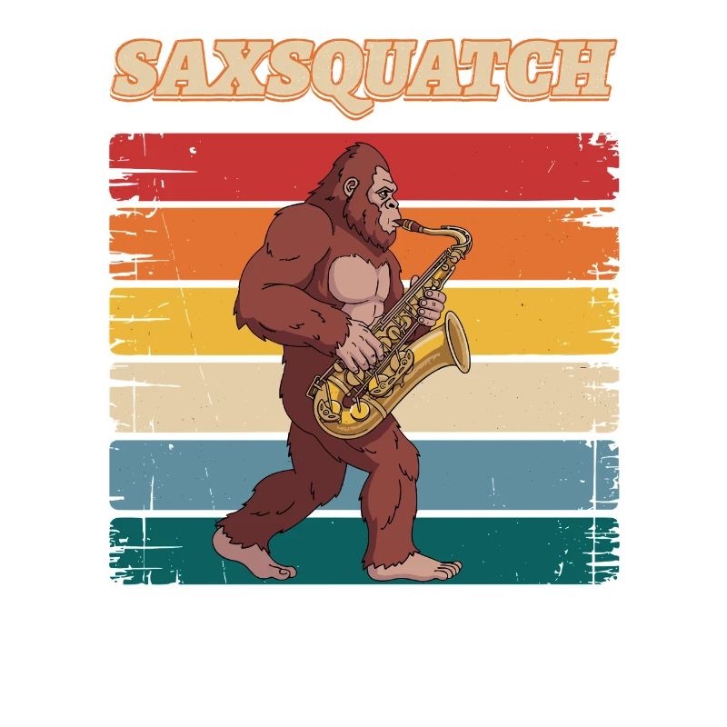 Sax Squatch on Retro Stripes