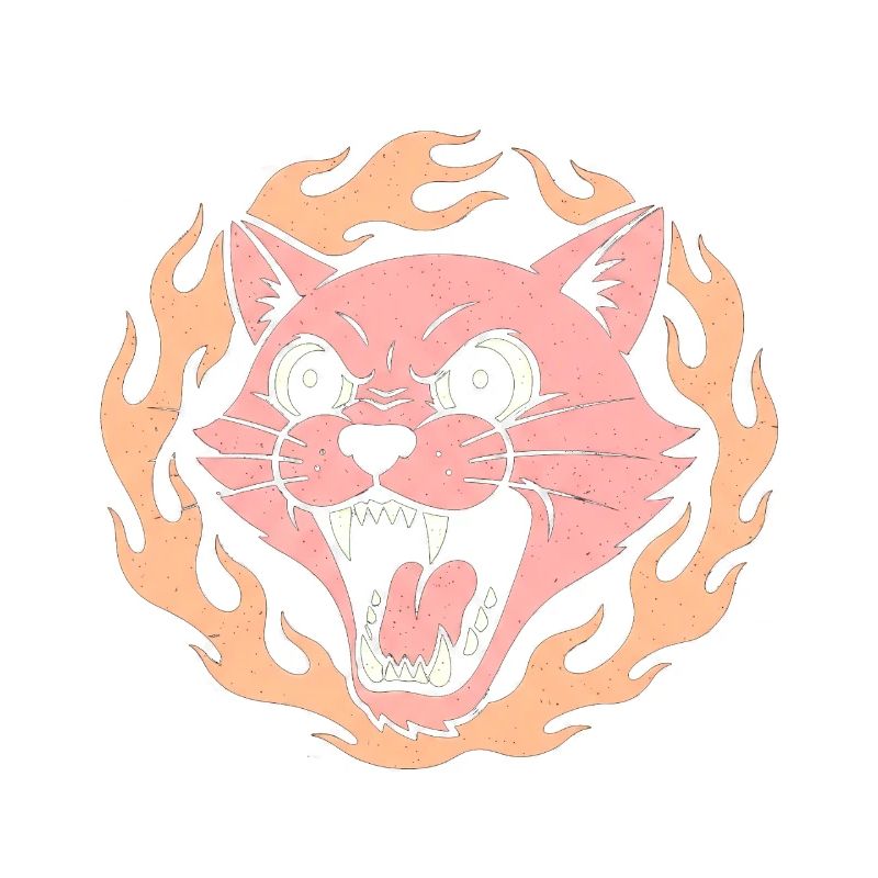 Flame Cat Pink Fire Head