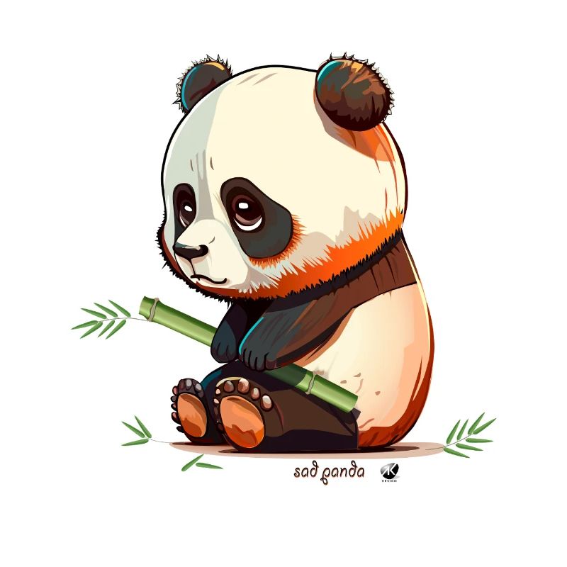 Panda triste avec panda triste en bambou