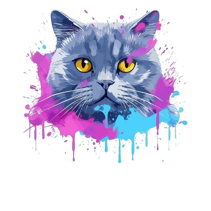 Bunte Splash-Kunst Britisches Kurzhaar-Katzengesicht
