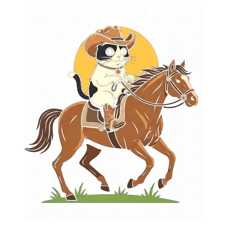 Chat cowboy à cheval