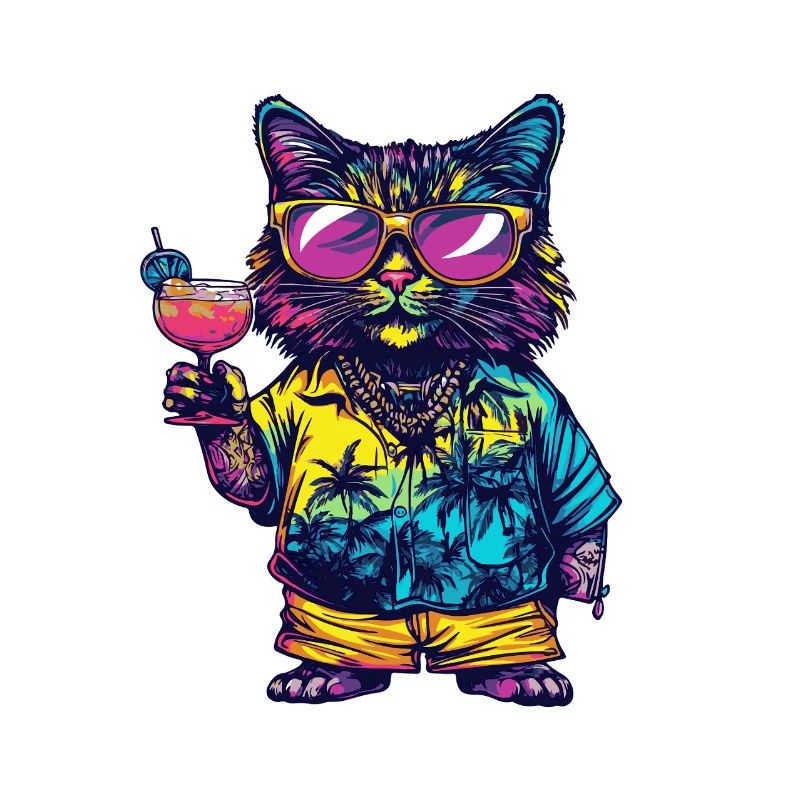 Katze Comic Sommer