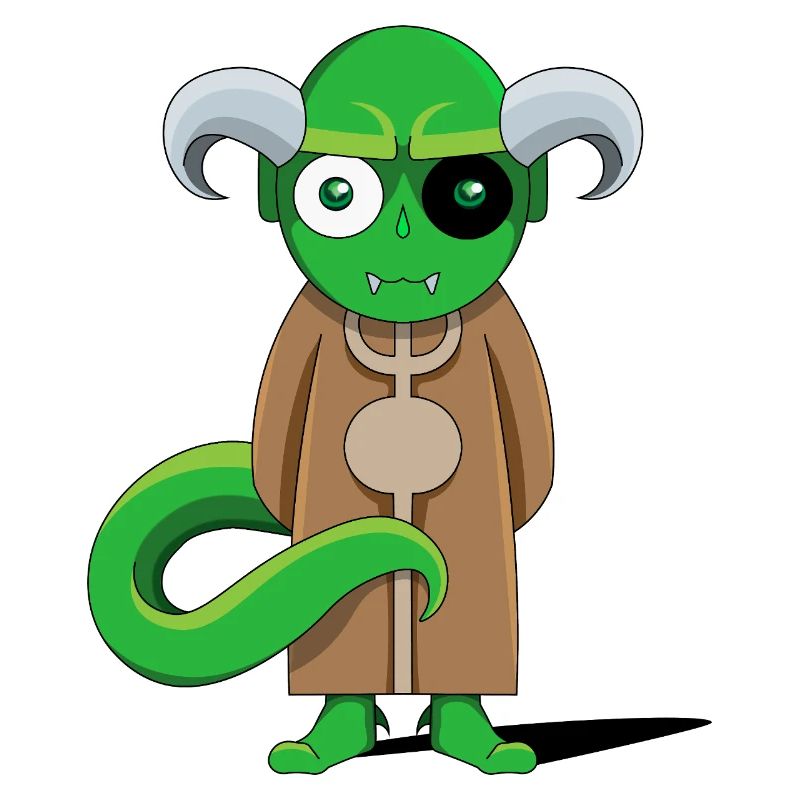 Démon Vert en robe marron