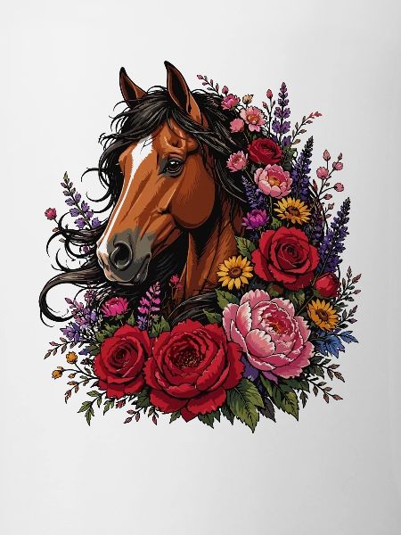 Pferd mit Blumenkranz