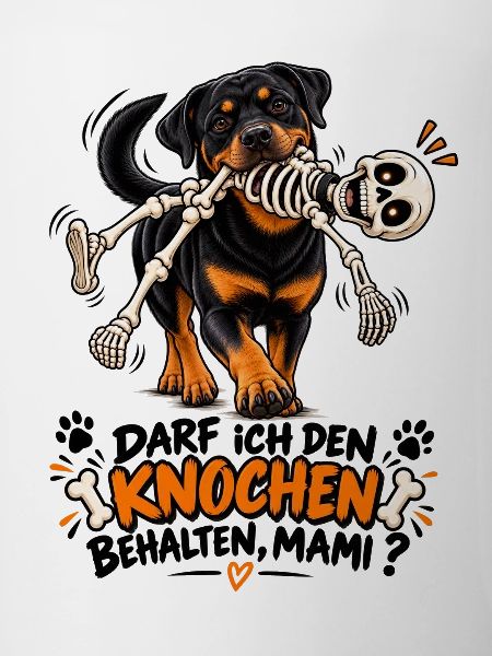 Hund mit Knochen-Skelett Comedy