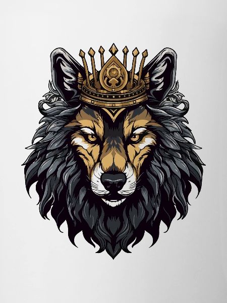 Wolf Kopf mit Krone