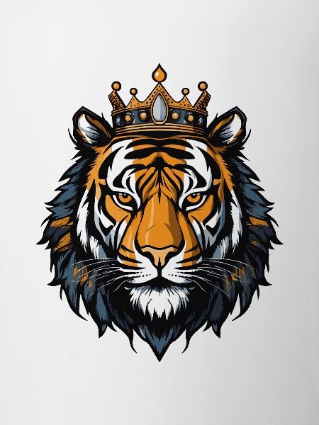 Tiger Kopf mit Krone