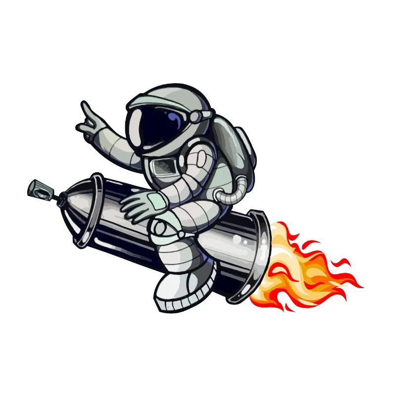 Graffiti astronaut with spray can rocket