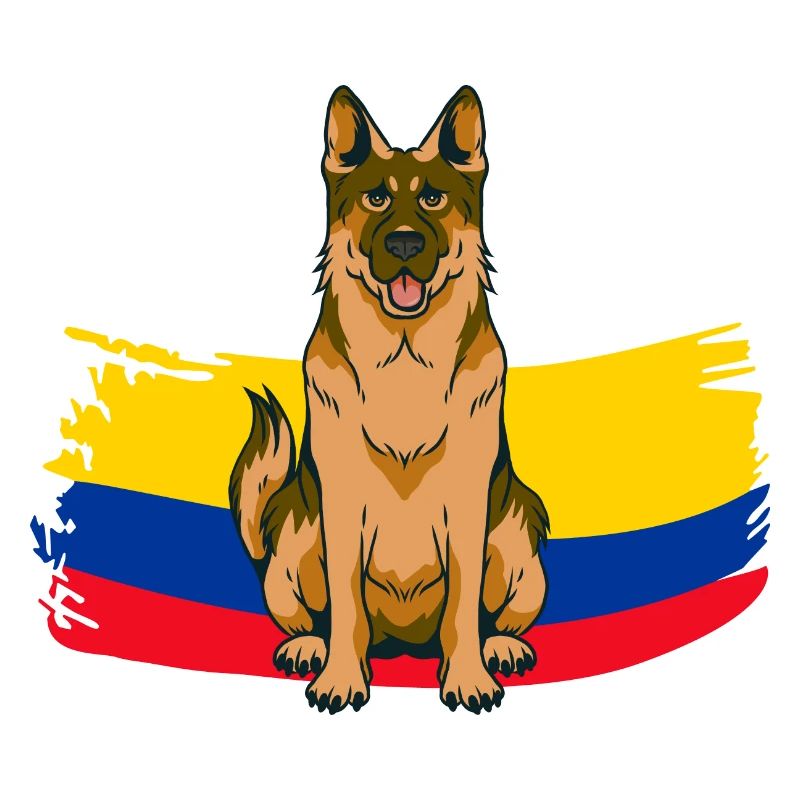 German Shepherd with Colombia Flag