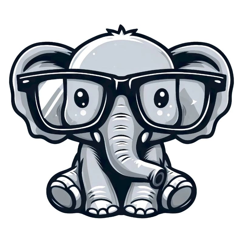 Nerdiger Elefant mit Brille