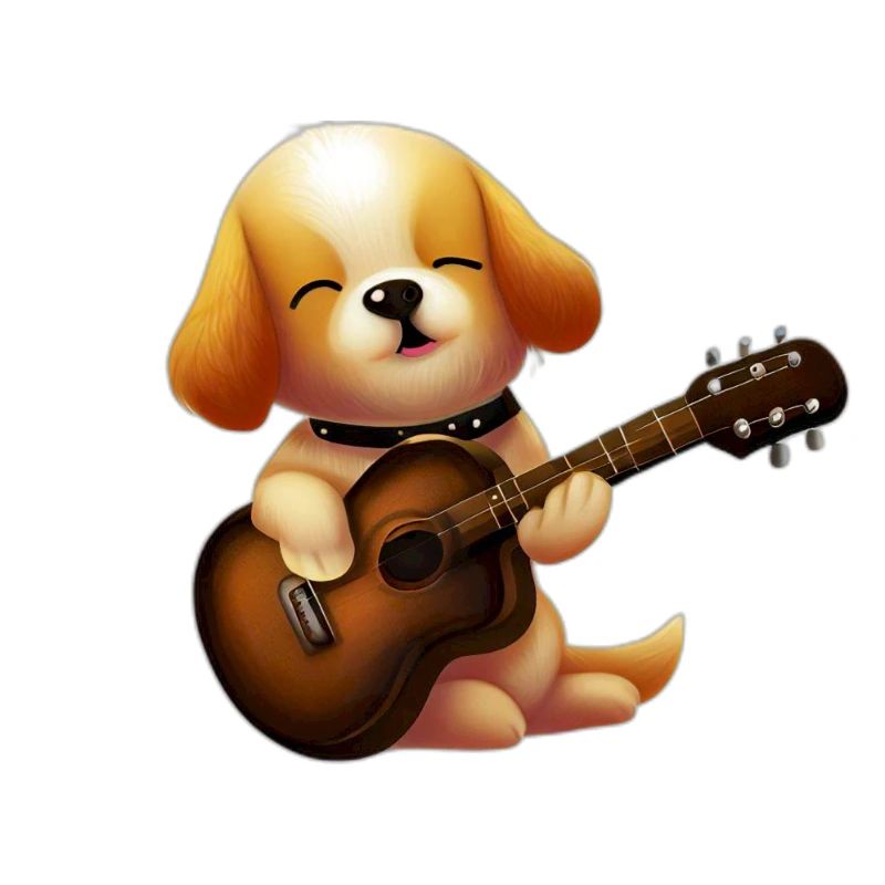 Hund mit Gitarre