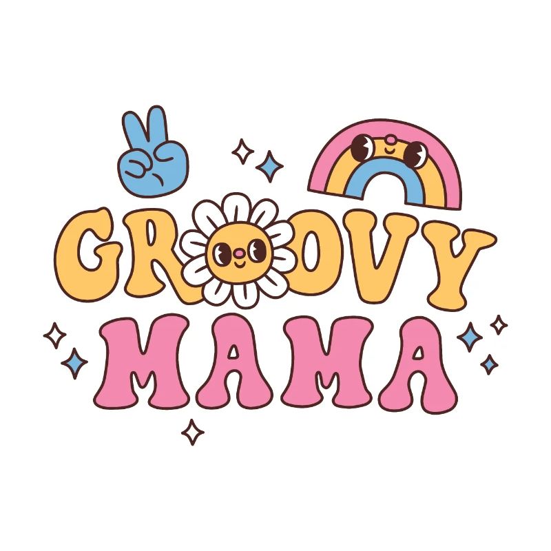 Groovy Mama Hippie Blume Und Regenbogen