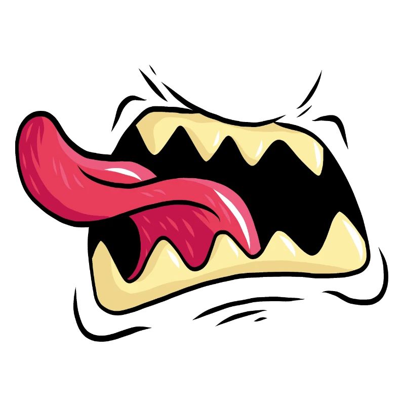 Crier monstre bouche dents langue
