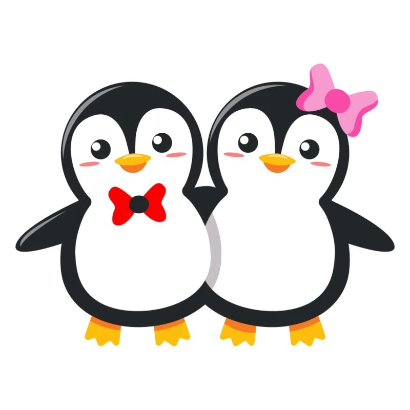 Süßes Pinguin Paar mit Schleife und Fliege