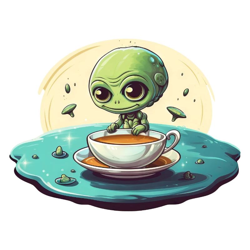 grünes alien kaffee kaffeetrinker