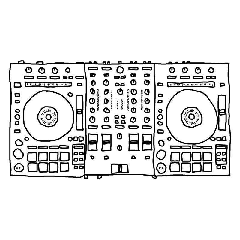 Idée cadeau : table de mixage DJ dessinée