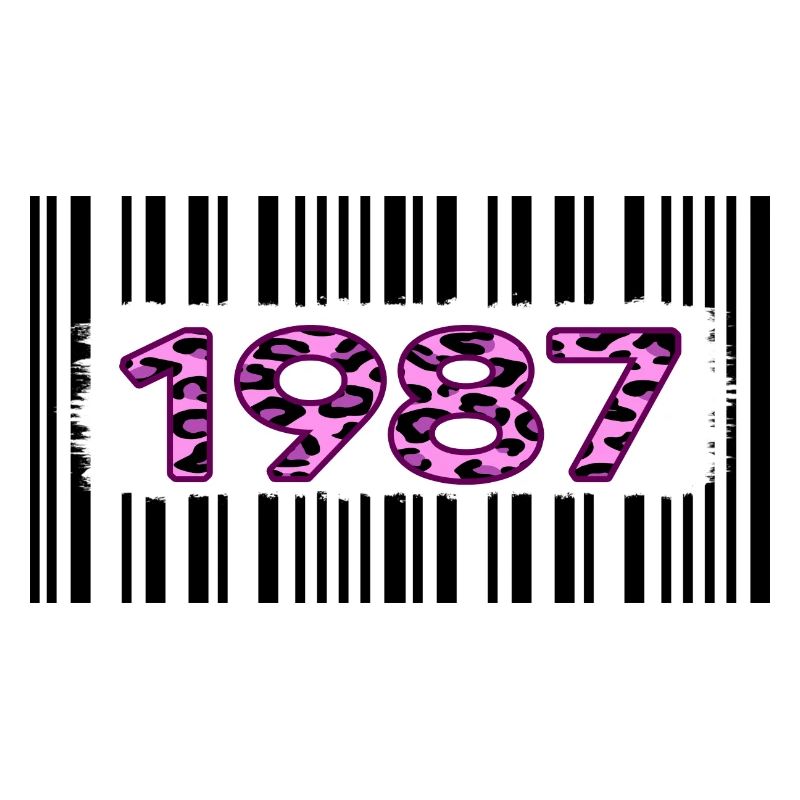 1987 birthday barcode pink leopard retro party