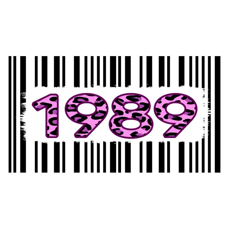 1989 birthday barcode pink leopard retro party