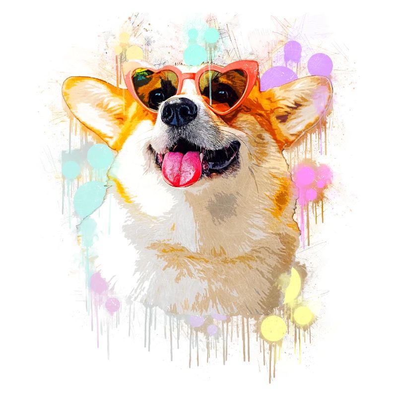 Chien corgi avec lunettes de soleil