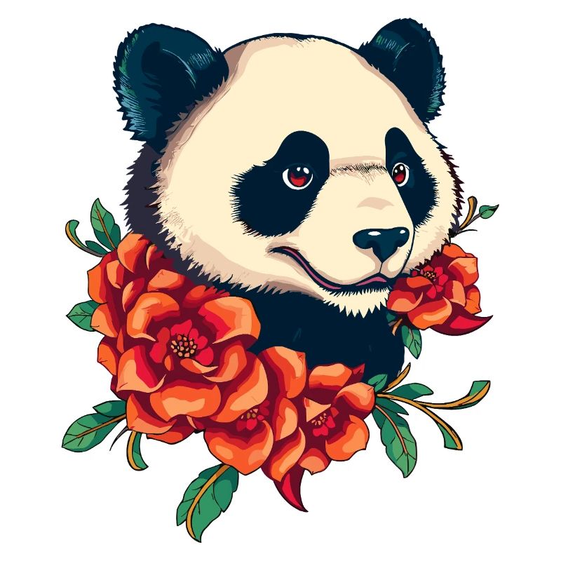 Panda with roses