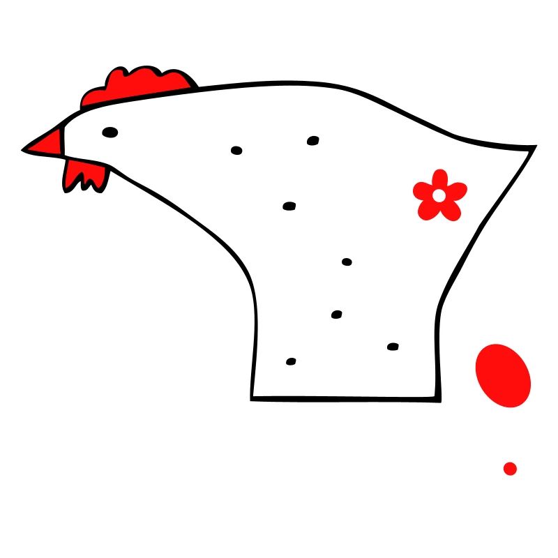 Funny chicken laying eggs