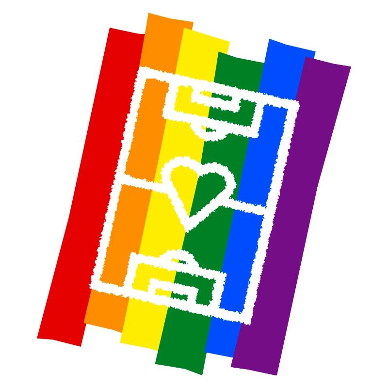 Fußballfeld mit Herz Regenbogen