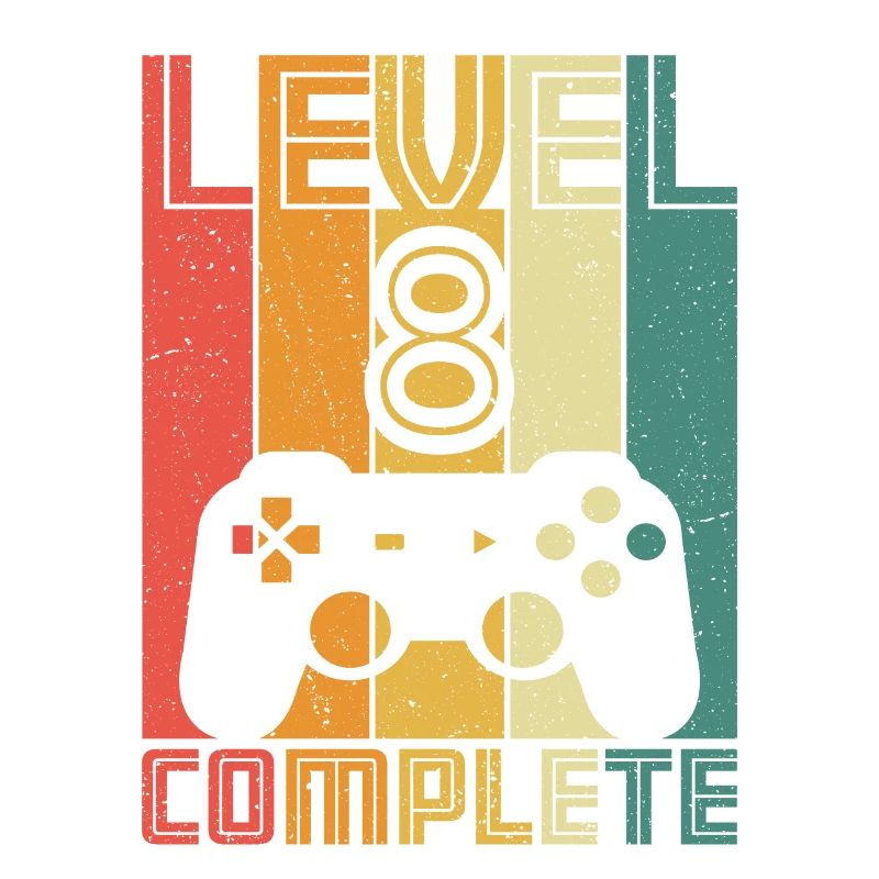 8th Birthday Gamer Level 8 Complete 8 years