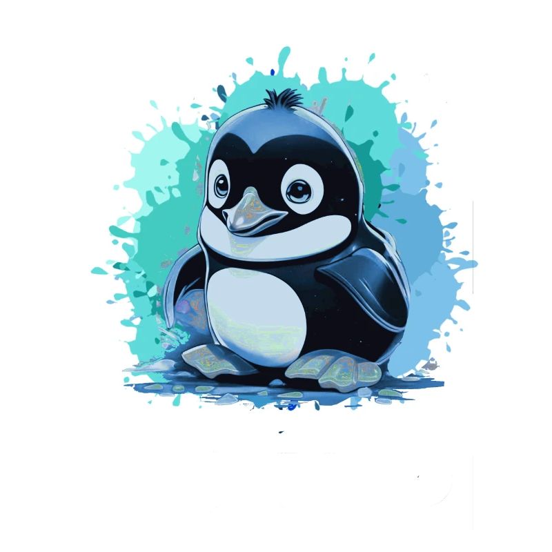 pingouin, bébé pingouin, bébé pingouin, graffiti, bleu