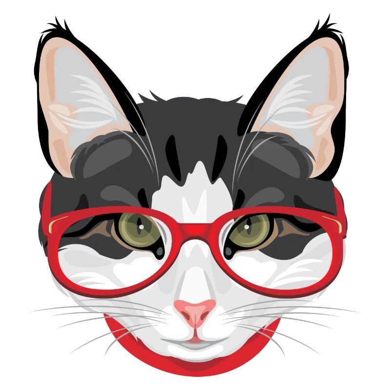 Funny cat with red glasses