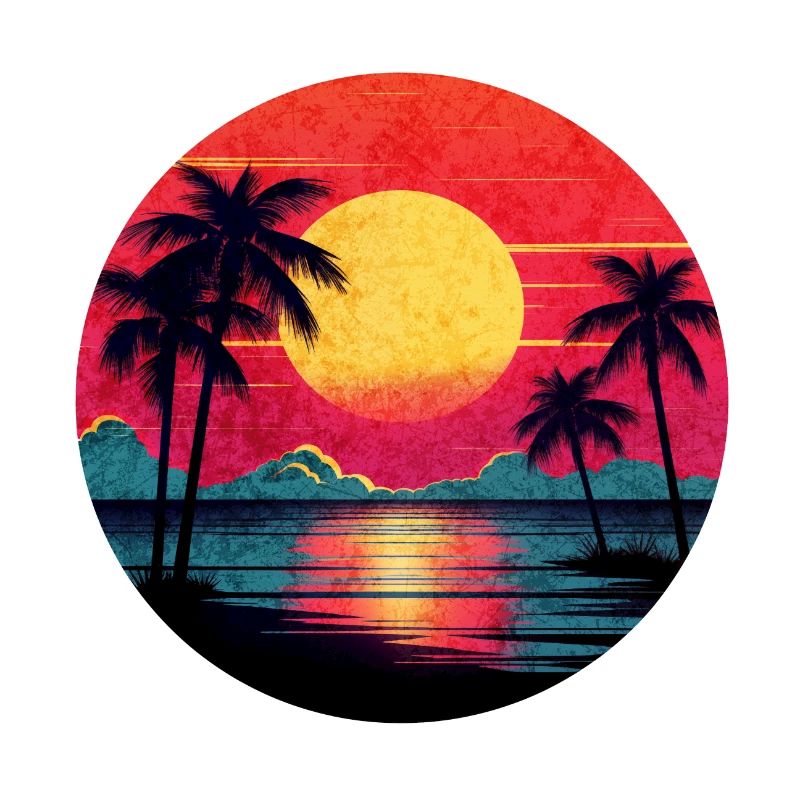 Vintage coucher de soleil graphique des années 70 Synthwave rétrowave